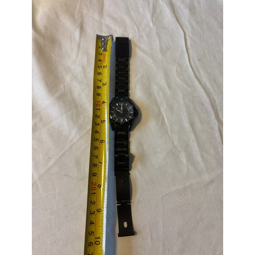 Fossil Watch AM-4302 Mens OS Black Good Stainless Steel Analog Date‎ 10 ATM